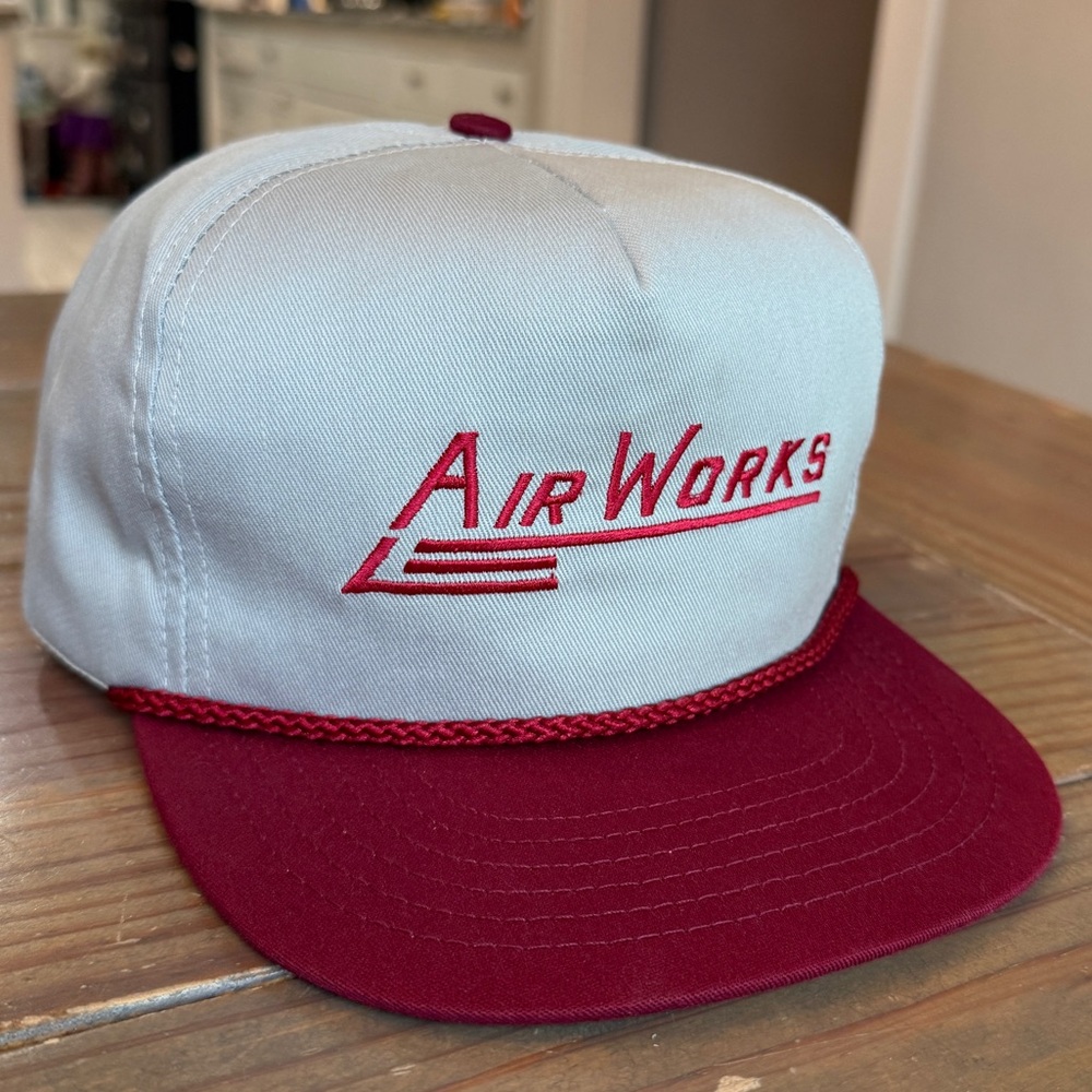 Vintage Airworks Trucker Baseball Hat Meshback Rope Grey Maroon